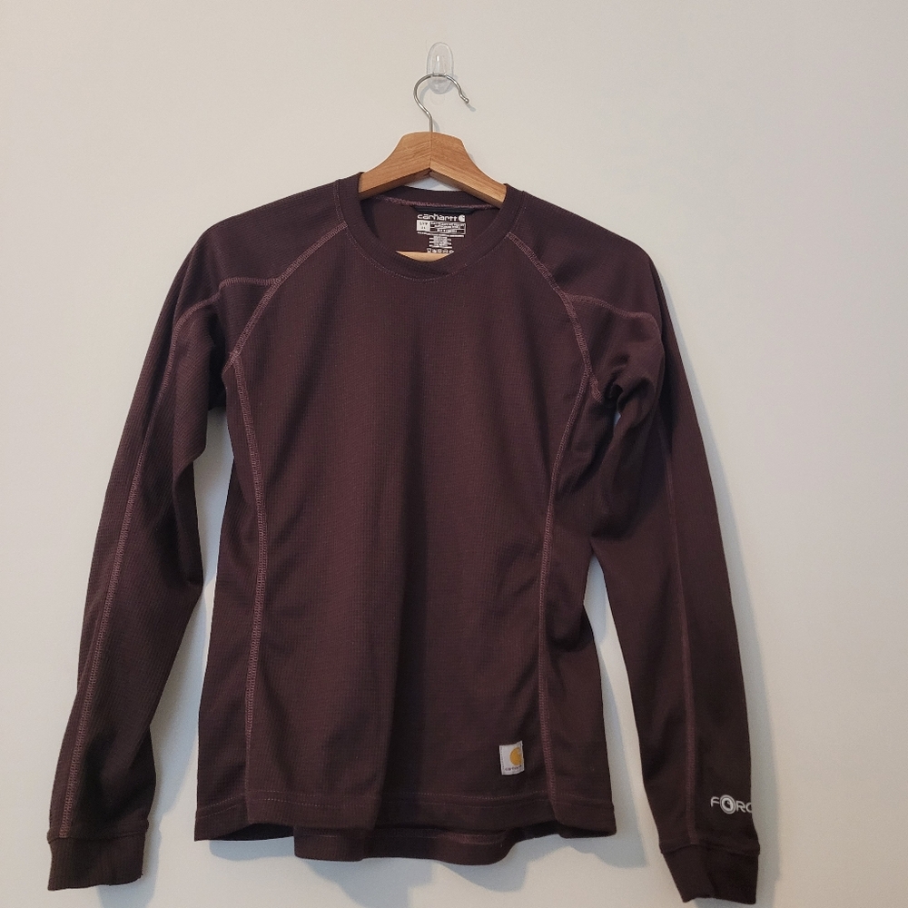 Carhartt Women’s Long Sleeve Crewneck Pullover Size Small 4-6 Maroon